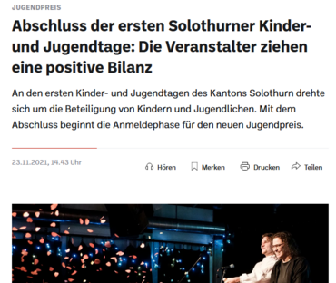 Abschluss der ersten Solothurner Kinder- und Jugendtage: Die Veranstalter ziehen eine positive Bilanz